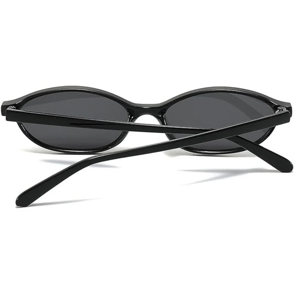 Black Oval Sunglasses Men's Narrow Frame Fashion Eyewear Retro Style Hip Hop New